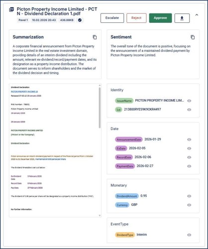 Sample Screen: pTools AI-Enabled Corporate Disclosure Processing Solution
